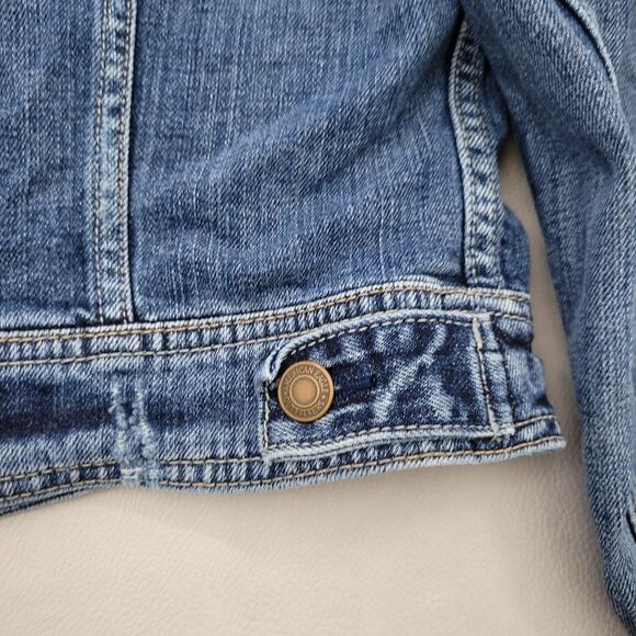 Y2k American Eagle jean jacket size Medium light wash Distressed cropped - Picture 7 of 9